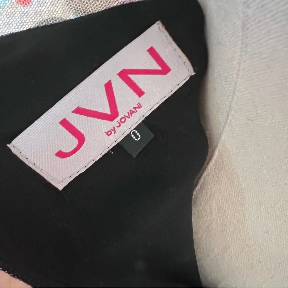 JVN by Jovani Black Gown With Mesh Inserts - Picture 9 of 9